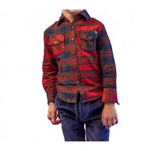 NEW APPAMAN kid's holiday plaid flannel shirt in red